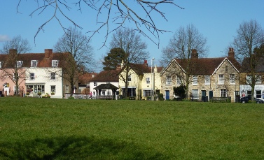 Houses near the green in Writtle. 