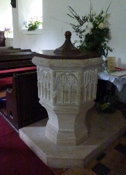 The font in Little Totham Church.